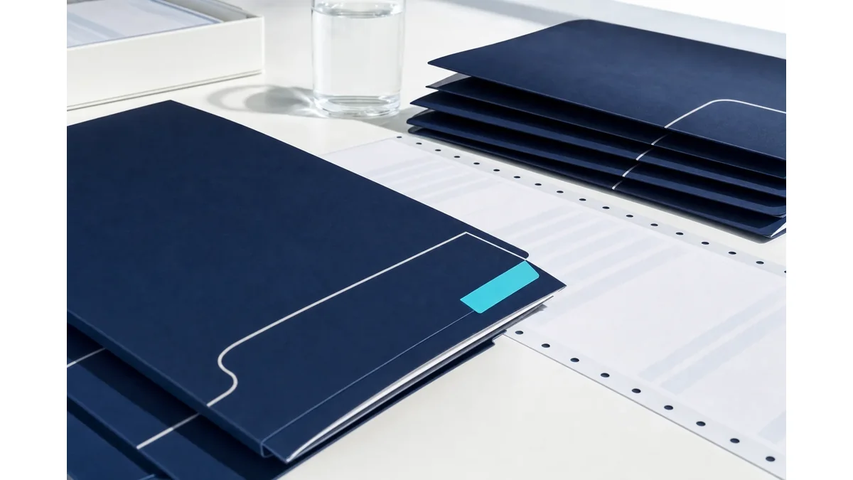 Private deal desk folders and a screen-like document layout representing a comparison of private and online processes.